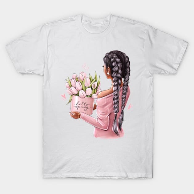 Hello Spring Tulips T-Shirt by AllessyArt 